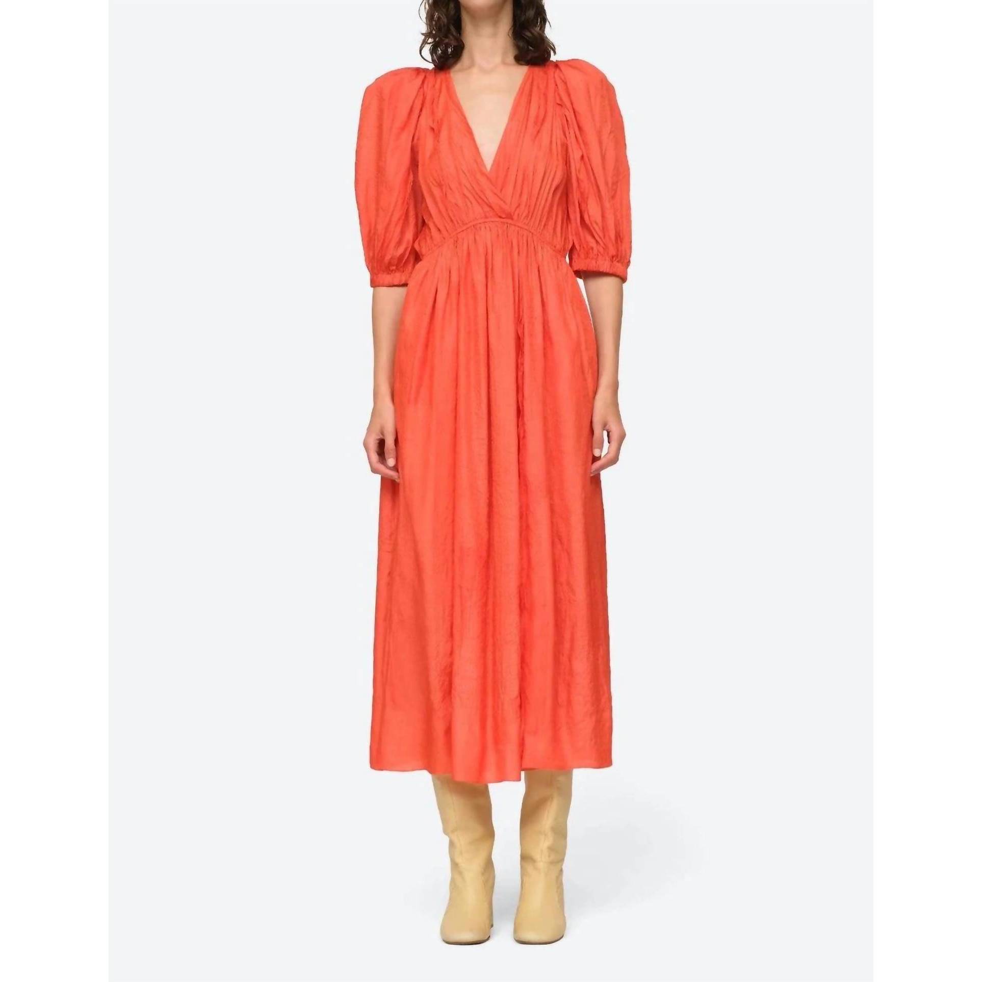 New Sea Roberta Solid Long Sleeve Dress In Red